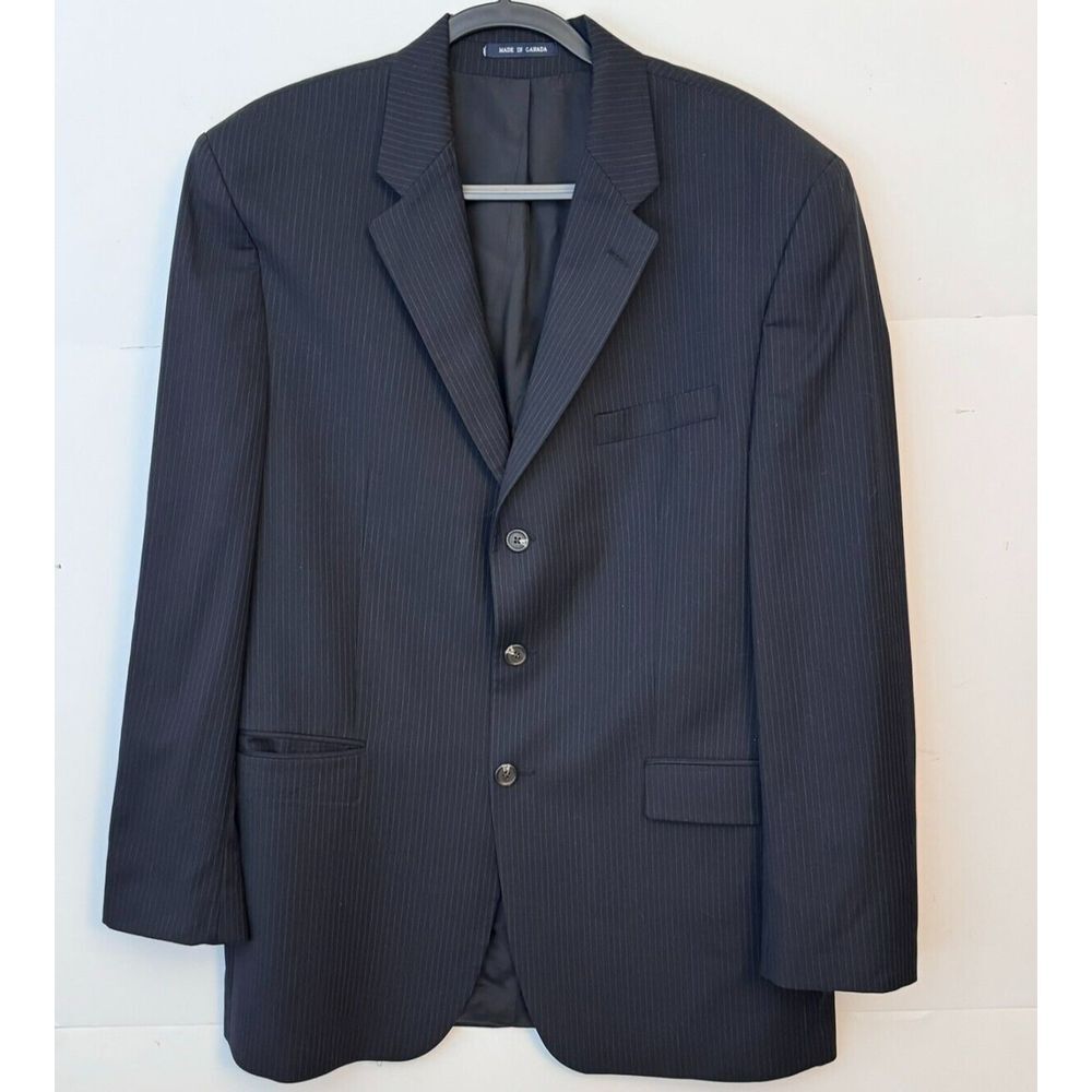 Ralph Lauren Blazer Mens 44L‎ Blue Striped Classic 100% Wool 3 Button
